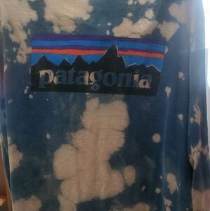 Patagonia Shirt Longsleeve Tee Tan Teal L mens or xl womens bleach look cool